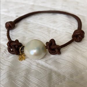 Tous distress ajustable cord - pearl bracelet